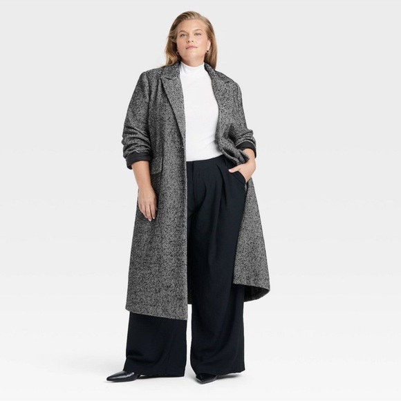 Women's Faux Wool Topcoat - A New Day Dark Gray - Picture 2 of 4